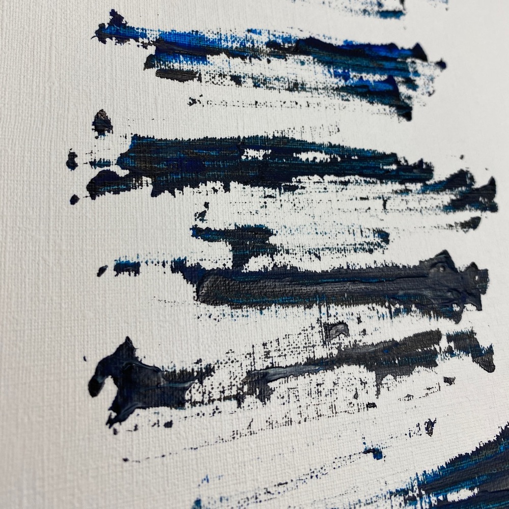 Abstract Acrylic Original Painting On Canvas Paper 9X12 Wall Art Blue Black - Picture 5 of 7